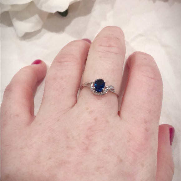 14kt White Gold & .75ctw Lab Created Sapphire Ring - Picture 6 of 7